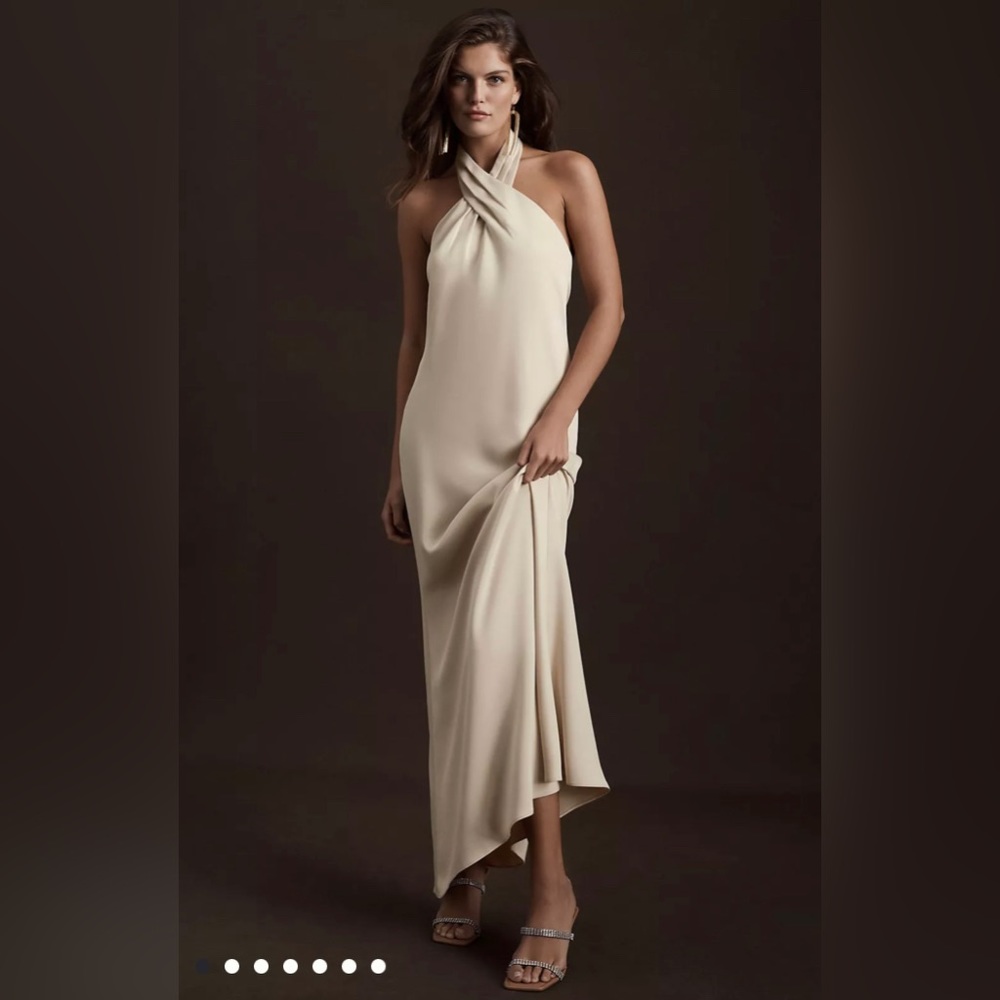 BHLDN Ruby Twist Halter Satin Gown